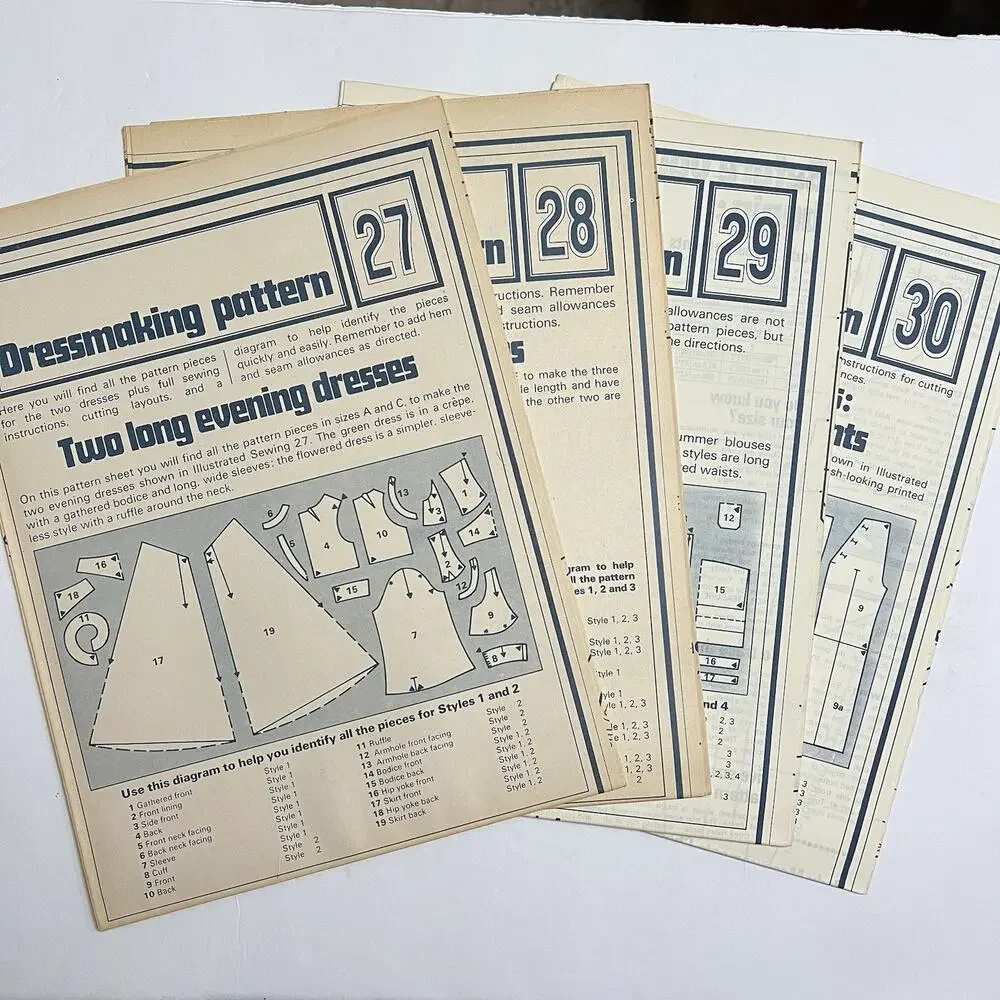 Vintage Designer Sewing Patterns Uncut Lot Of 4 Evening Dress Nightdress Blouse